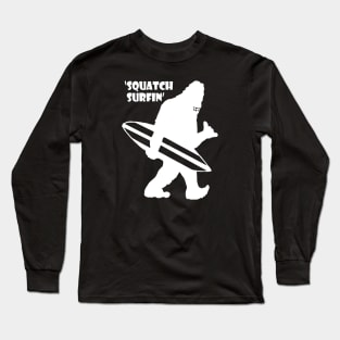 Surfin Sasquatch (white design) Long Sleeve T-Shirt